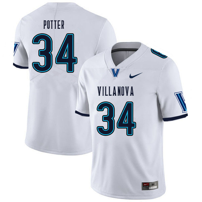 Men #34 Ethan Potter Villanova Wildcats College Football Jerseys Sale-White - Click Image to Close